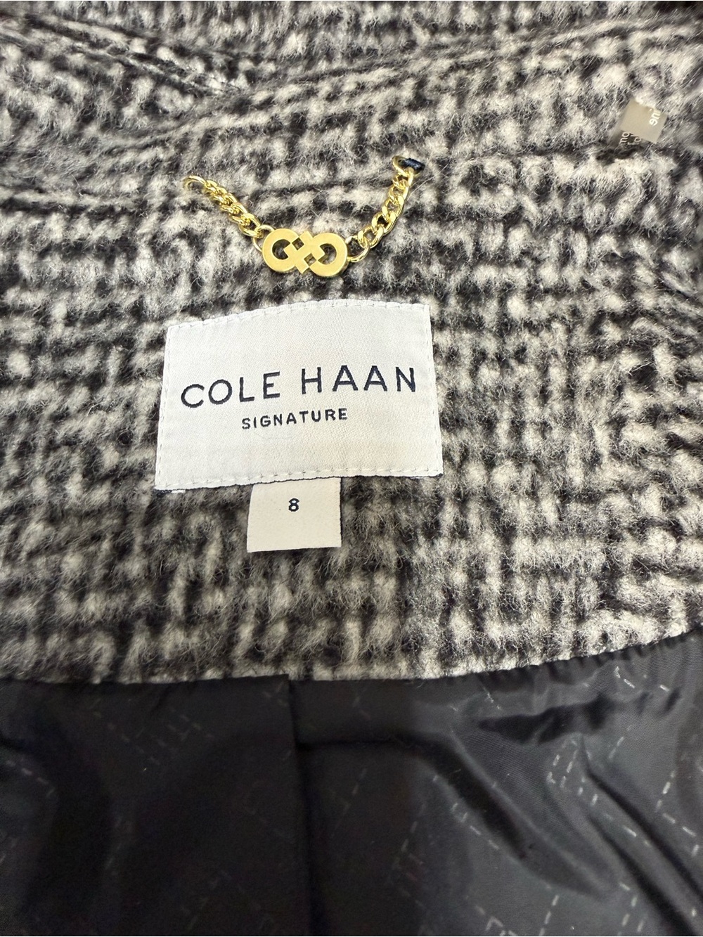 Cole Haan Wool Blend Jacket in Black and Gray Size 8 - Picture 9 of 12